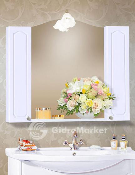 Фото товара Зеркало с двумя шкафчиками Лючия 98 белый глянец