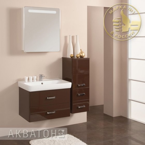 Фото товара Комплект мебели для ванной Акватон Америна 70 темно-коричневая