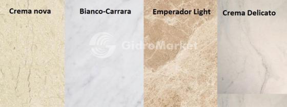 Фото товара Столешница мраморная Tessoro Uffizi 120, Crema Nova, Crema Delicato, Emperador Light (Испания), Bianco Carrara