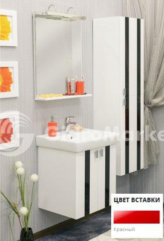 Фото товара Комплект мебели для ванной Sanflor Бэтта 60 с дверцами, белая с красными вставками/Q 60 (Дрея)