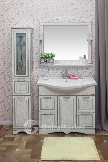 Фото товара Комплект мебели для ванной Sanflor Адель 100 белый/патина серебро