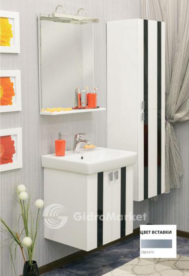 Фото товара Комплект мебели для ванной Sanflor Бэтта 60 с дверцами, белая с зеркальными вставками/Тигода 60 (Сантек)