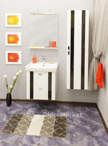 Фото товара Комплект мебели для ванной Sanflor Бэтта 70 с ящиками, белый с черными вставками/Тигода 70 (Сантек)