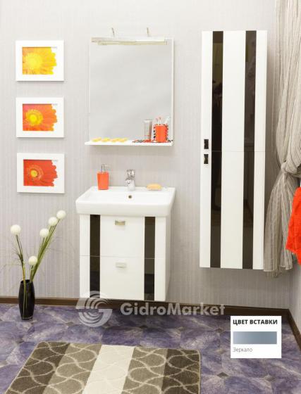 Фото товара Комплект мебели для ванной Sanflor Бэтта 60 с ящиками, белая с зеркальными вставками/Тигода 60 (Сантек)