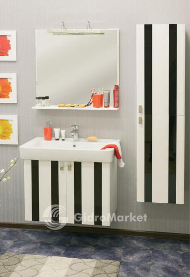 Фото товара Комплект мебели для ванной Sanflor Бэтта 80 с дверцами, белый с черными вставками/Q 80 (Дрея)