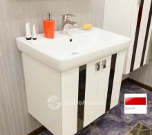 Фото товара Комплект мебели для ванной Sanflor Бэтта 70 с дверцами, белая с красными вставками/Тигода 70 (Сантек)