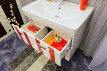 Фото товара Комплект мебели для ванной Sanflor Бэтта 80 с ящиками, белая с зеркальными вставками/Q 80 (Дрея)