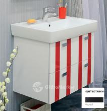 Фото товара Комплект мебели для ванной Sanflor Бэтта 80 с ящиками, белый с черными вставками/Q 80 (Дрея)