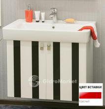 Фото товара Комплект мебели для ванной Sanflor Бэтта 80 с дверцами, белая с красными вставками/Тигода 80 (Сантек)