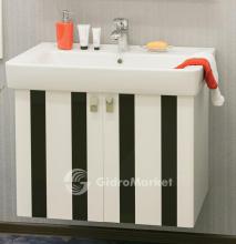 Фото товара Комплект мебели для ванной Sanflor Бэтта 800 с дверцами, белый с черными вставками/Тигода 80 (Сантек)