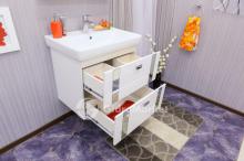 Фото товара Комплект мебели для ванной Sanflor Бэтта 60 с ящиками, белая с зеркальными вставками/Тигода 60 (Сантек)